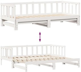 Sofá-cama com gavetão e gavetas sem colchão 90x200 cm branco