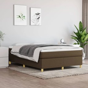 vidaXL Estrutura de cama com molas 140x190 cm tecido castanho-escuro