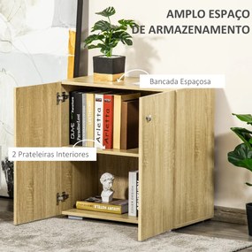 Aparador de Sala de Estar com 2 Portas Armário Auxiliar com 2 Prateleiras para de Livros Roupa Brinquedos Estilo Moderno 70x39x70cm Natural