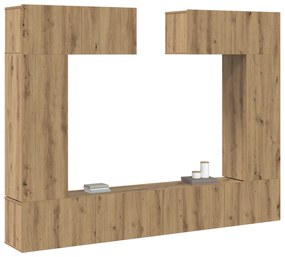 Conjunto de 6 Peças de Aparador de TV em Carvalho Artesão e Madeira En