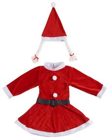 Fantasia para Crianças Mãe Natal 4-6 Anos Vermelho Branco