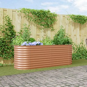 vidaXL Cama Elevada de Jardim Castanha - Aparência de Madeira 240x80x81 cm de Aço