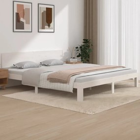 Estrutura de cama super king pinho maciço 180x200 cm branco