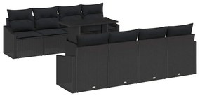 Conjunto de Sofás de Jardim com 7 Peças e Almofadas em Rattan Preto