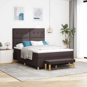 Cama Box com Colchão e Banco vidaXL Castanho Escuro 140x200 cm Tecido