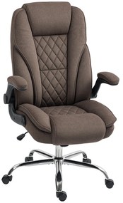 HOMCOM Cadeira de escritório, cadeira de escritório ergonômica, altura ajustável, braços dobráveis, 70 x 70 x 114-122 cm, castanho | Aosom Portugal