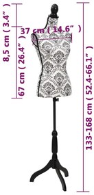 Busto manequim de senhora preto e branco