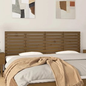 vidaXL Cabeceira de parede 206x3x63 cm pinho maciço castanho-mel