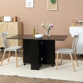 Mesa de Cozinha Dobrável Atman - Preto - Com 2 Prateleiras e Laterais