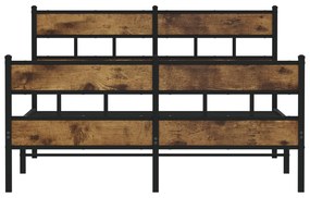 Estrutura de cama sem colchão 160x200 cm metal carvalho fumado