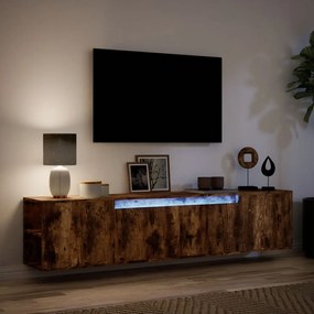 Móvel de parede p/ TV luzes LED 180x31x39,5 cm carvalho fumado