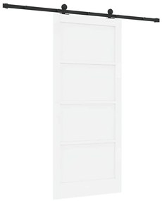 Porta Deslizante com Conjunto de Hardware 'ORKDAL'Branca Madeira Maciç
