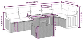 7 pcs conjunto de sofás p/ jardim com almofadões vime PE bege