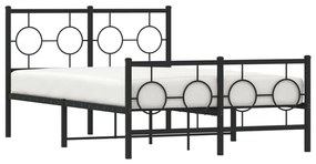 Estrutura de cama com cabeceira e pés 120x190 cm metal preto