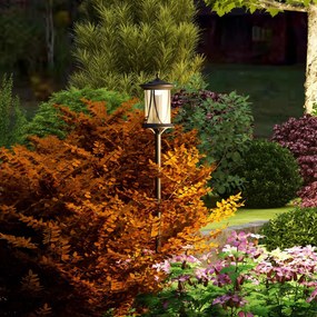 Candeeiro de Pé Solar de Jardim, 17 x 17 x 127 cm, Acendimento Automático, Preto