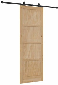 Porta Deslizante vidaXL com Conjunto de Hardware 83x232 cm Madeira Sól