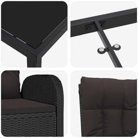 Cadeiras de Jardim Reclináveis 5 pcs Preto 140 x 70 x 73 cm