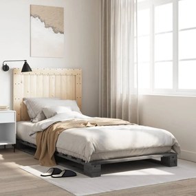 vidaXL Estrutura de cama com cabeceira 100x200cm pinho maciço cinza