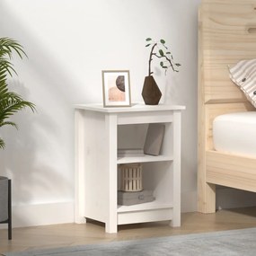 vidaXL Mesa de cabeceira 40x35x55 cm madeira de pinho maciça branco