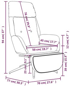 Cadeira descanso + apoio pés couro genuíno/artificial cinza