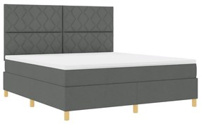 Cama com Molas com Colchão &amp; LED Cinza Escuro 180x200 cm Tecido