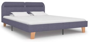 Estrutura de cama com LEDs em tecido 160x200 cm cinzento-claro
