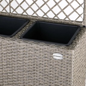 Floreira com 3 vasos para flores em polyrattan com treliça 83 x 30,5 x 146 cm Creme