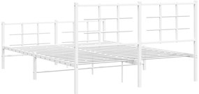 Estrutura de cama com cabeceira e pés 150x200 cm metal branco