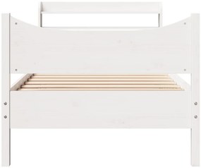 Estrutura de cama com cabeceira 90x200 cm pinho maciço branco