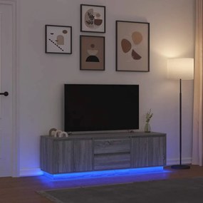 vidaXL Móvel de TV com luzes LED 160,5x41x50 cm cinzento sonoma