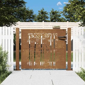 Portão de jardim 105x105 cm aço corten design bambu