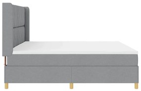 Cama com Estrado e Colchão Cinza Claro 200x200 cm - Tecido