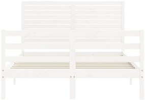 Estrutura de cama com cabeceira 120x200cm madeira maciça branco