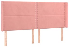 Cama box spring c/ colchão/LED 180x200 cm veludo rosa