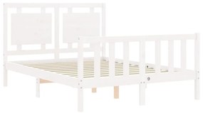 Estrutura de cama com cabeceira 120x200cm madeira maciça branco