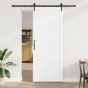 Porta de Correr vidaXL com Conjunto de Hardware Branco 93x232 cm Madei