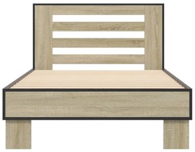 Estrutura de cama derivados de madeira e metal carvalho sonoma