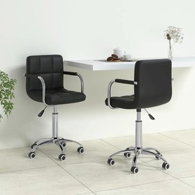 vidaXL Cadeiras de jantar giratórias 2 pcs couro artificial preto