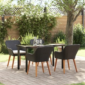 vidaXL Conjunto de Jantar para Jardim de 5 Peças Rattan Sintético Preto