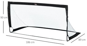 Balizas de Futebol Dobráveis para Crianças e Adultos com Saco de Transporte para Exterior Treino 183x90x90 cm Preto