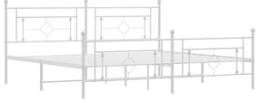 Estrutura de cama com cabeceira e pés 193x203 cm metal branco