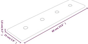 Painel parede 12pcs 60x15 cm couro artificial 1,08 m² castanho