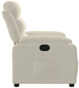 Poltrona reclinável veludo cor creme