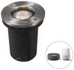 LED Foco de chão inteligente em aço inoxidável com Wi-Fi GU10 IP65 - Basic Round Moderno