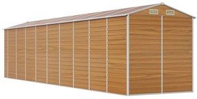 Abrigo de jardim 191x810x198 cm aço galvanizado castanho-claro