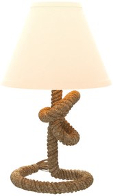 HOMCOM Candeeiro de Mesa LED com Base de Metal Corda de Linho e Ecrã de Tecido Suporte para Lâmpada E27 Ø28x45,5 cm Marrom Bege