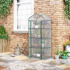 Estufa de Jardim com 4 Prateleiras e Cobertura de PE Estufa de Aço para Cultivo de Plantas Flores 69x50x160cm Branco