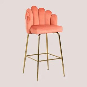 Pacote De 2 Bancos Altos Em Veludo Markina Mousse Coral & ↑75 Cm - Sklum