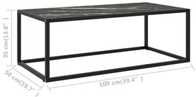 Mesa de centro 100x50x35 cm vidro mármore preto