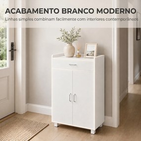 Sapateira com Prateleiras Ajustáveis Gaveta e Portas 62,5 x 35 x 95 cm para 6 Pares Branco